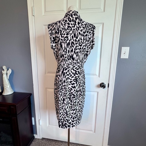Calvin Klein Animal Print Sleeveless Belted Snap Front Dress Women’s Size 12 - Picture 5 of 13
